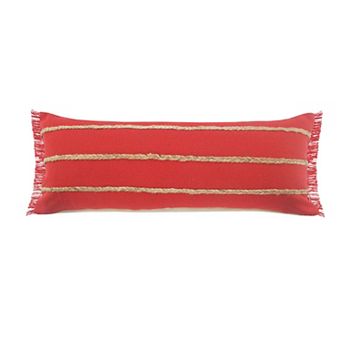 HomeRoots 14" X 36" Red And Tan 100% Cotton Zippered Pillow