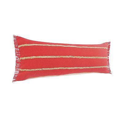 HomeRoots 14" X 36" Red And Tan 100% Cotton Zippered Pillow