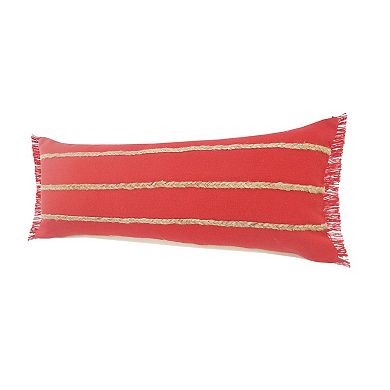 HomeRoots 14" X 36" Red And Tan 100% Cotton Zippered Pillow