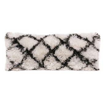 HomeRoots 14" X 36" Black And White Polyester Geometric Zippered Pillow