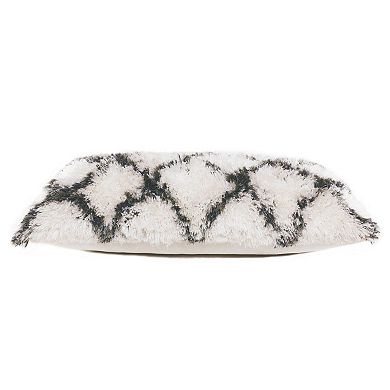 HomeRoots 14" X 36" Black And White Polyester Geometric Zippered Pillow