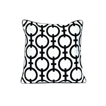 HomeRoots 20" Black and White Geometric Cotton Throw Pillow