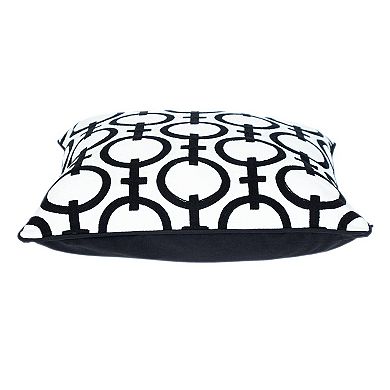 HomeRoots 20" Black and White Geometric Cotton Throw Pillow