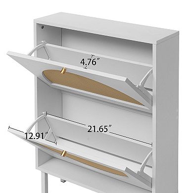 2 Door Shoe Rack, Rattan, Double Layer, Suitable for Living Room, Hallway