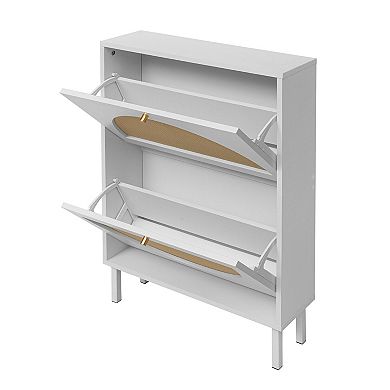 2 Door Shoe Rack, Rattan, Double Layer, Suitable for Living Room, Hallway