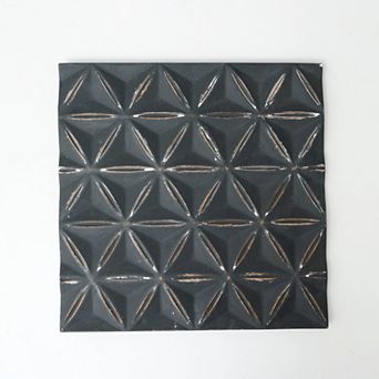 Black Square Shape Handcrafted MDF Wall Decor 16"x16" Elegant Home Accent