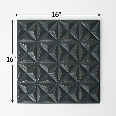 Black Square Shape Handcrafted MDF Wall Decor 16"x16" Elegant Home Accent