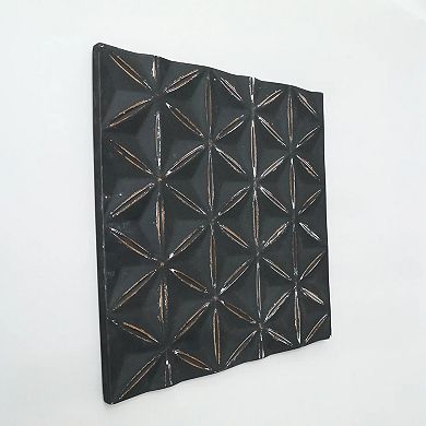Black Square Shape Handcrafted MDF Wall Decor 16"x16" Elegant Home Accent