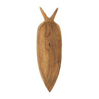 23.6x6.3x2" Teak Wood Decorative Plate with Carrot Shape Natural