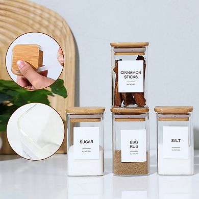 12 Pcs Empty Spice Jars with Label Pack, Small 8oz Spice Storage Bottles for Seasoning Containers