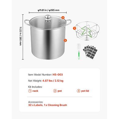 21 QT Stainless Steel Waterbath Canner Canning Pot with Rack and Glass Lid