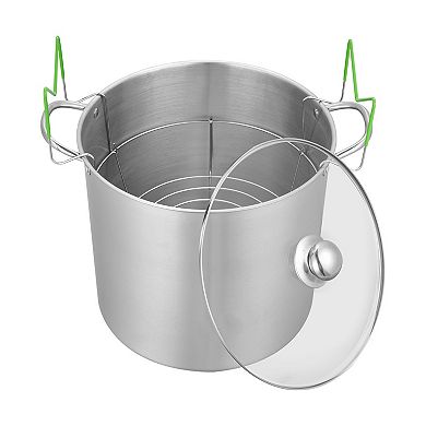 21 QT Stainless Steel Waterbath Canner Canning Pot with Rack and Glass Lid