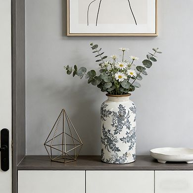 5.3x5.3x10.2" Flower Vase with Floral Pattern