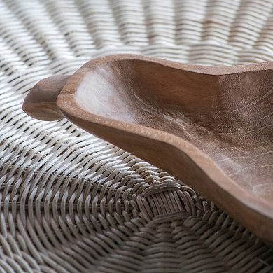 2-Piece Nesting Gourd-Shaped Teak Root Decorative Bowl Set-Brown