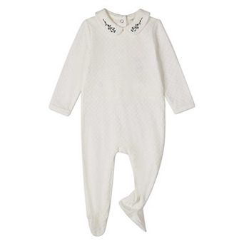 Baby Unisex "Blue Buds Sweetest Bloom" Embroidered Footie