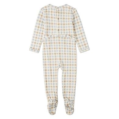 Baby "Let Your Dreams Set Sail" Plaid Pointelle Footie
