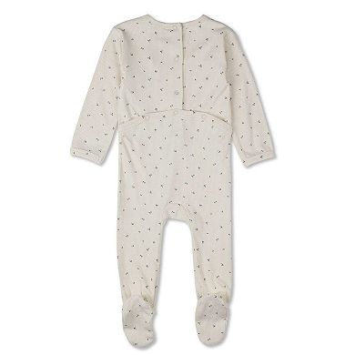 Baby "Sprigs Have Sprung" Mini-Rib Crossover-Neck Footie