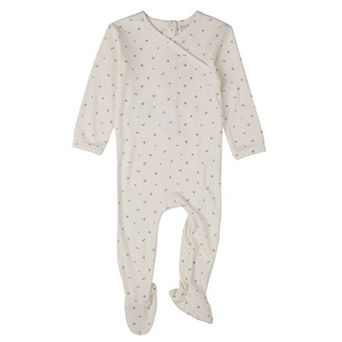 Baby "Sprigs Have Sprung" Mini-Rib Crossover-Neck Footie