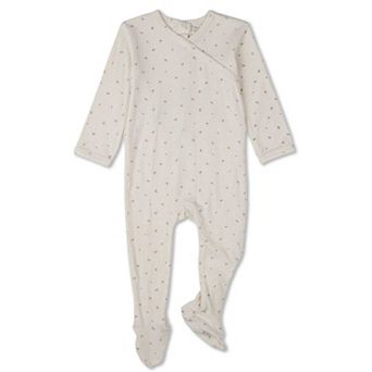 Baby "Sprigs Have Sprung" Mini-Rib Crossover-Neck Footie