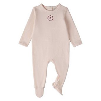 Baby Girls "A Little Flower Power" Embroidered Long-Sleeve Footie