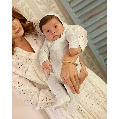 Baby 100% Cotton Knit Zippered Footie with All-Over Abstract Pattern