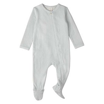 Baby 100% Cotton Knit Zippered Footie with All-Over Abstract Pattern