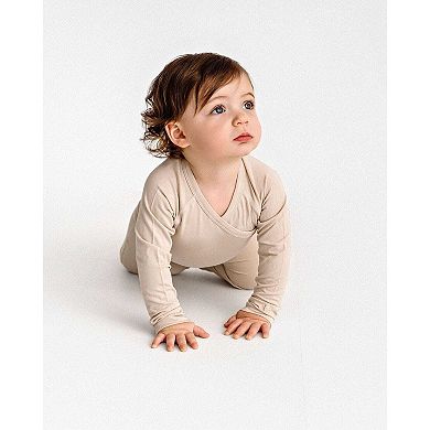 Baby and Toddler Crossover-Neckline Stretch Modal Footie