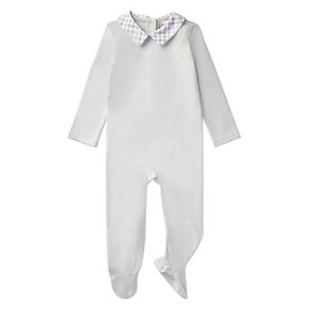 Baby and Toddler Boys Plaid-Collar Cotton Rich Footie