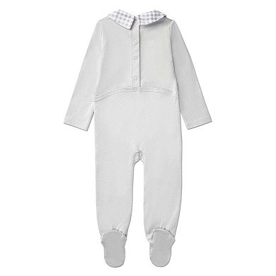 Baby and Toddler Boys Plaid-Collar Cotton Rich Footie