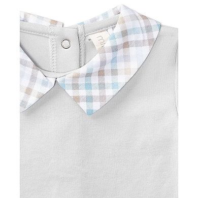 Baby and Toddler Boys Plaid-Collar Cotton Rich Footie