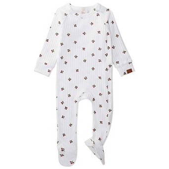 Baby and Toddler Girls Ribbed "Flower Bud" Cotton Rich Footie