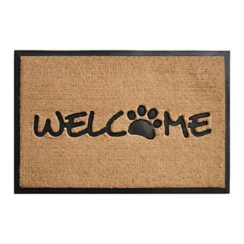 HomeRoots 24" X 36" Natural And Black Coir Welcome Outdoor Door Mat