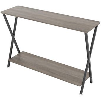 Narrow Console Table, 2 tier Farmhouse Sofa Table with Shelves, 41.3 Inch Long Hallway Table