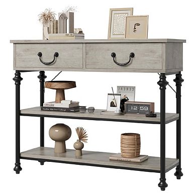 Console Tables for Entryway, Small Entryway Table with 2 Drawers, Narrow Sofa Table