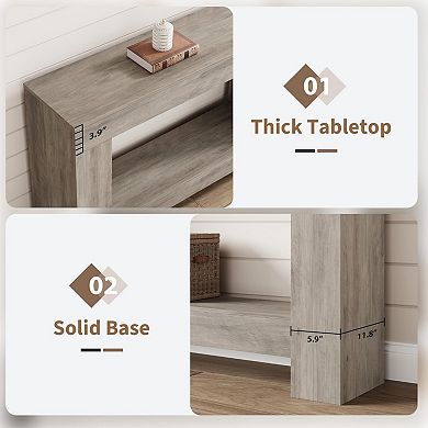 47.2 Inches Farmhouse Console Table, 2-Tier Entryway Table with H-Shaped Base