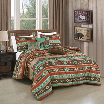 Turquoise and Brown Southwestern Comforter Set