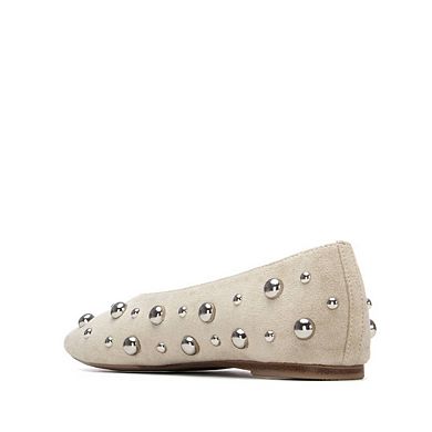 XTI Women's Suede Studded Ballet Flats 145283