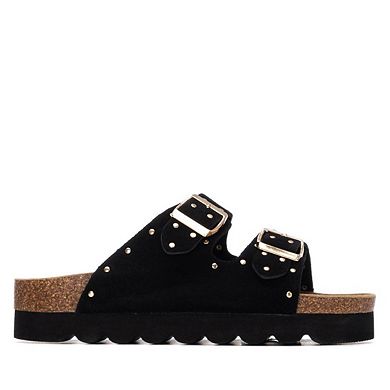 Women's Refresh Collection Eyelets Double Strap Buckle Flat Sandals 175009