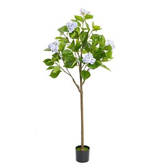 Artificial Hydrangea Flowers Tree 4ft/5ft Tall Fake Potted Decorative Hydrangea Tree Realistic