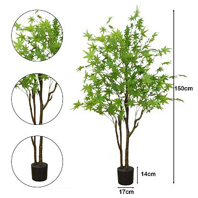 5FT Artificial Maple Tree Realistic Fall Maple Leaves Shrubs Autumn Fake Trees for Home