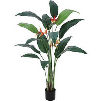 Artificial Bird of Paradise Tree Fake Palm Tree for Indoor Outdoor Modern Decor Faux