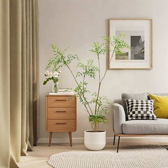 6 FT Artificial Mahonia Fortunei Tree Realistic Fake Umbrella Plants in Pot Large Faux Mahonia