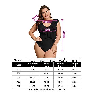 Women's Plus Size V-Neck One Piece Swimsuit