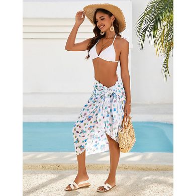 Women 3 Piece Swimsuit Halter Bikini Set with Sarong Wrap Cover Up Bathing Suits