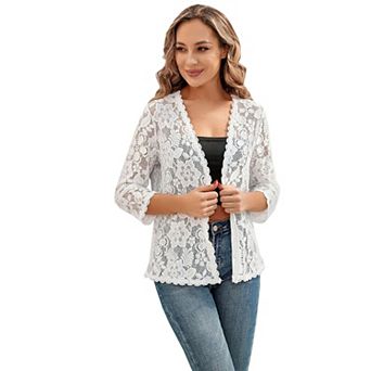 Women's Cardigan 3/4 Sleeves Open Front Lightweight Cardigan Cover Up