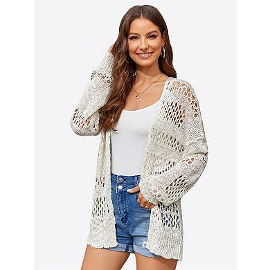 Women's Plus Size Lightweight Cardigan Long Sleeve Open Front Sweater