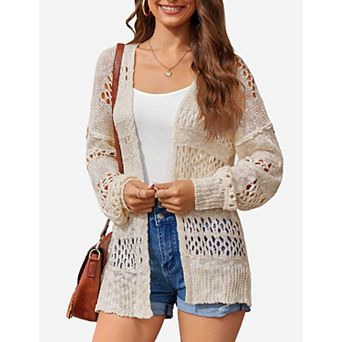 Women's Plus Size Lightweight Cardigan Long Sleeve Open Front Sweater