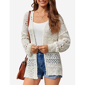 Women's Plus Size Lightweight Cardigan Long Sleeve Open Front Sweater