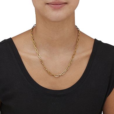 Gold Ion-Plated Stainless Steel Paperclip Necklace 20 Inch