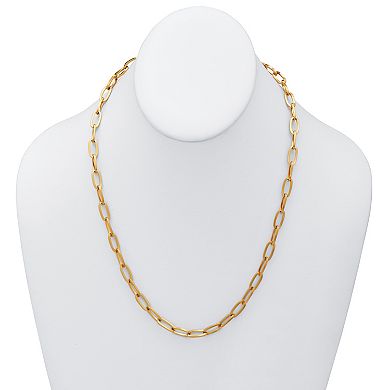 Gold Ion-Plated Stainless Steel Paperclip Necklace 20 Inch